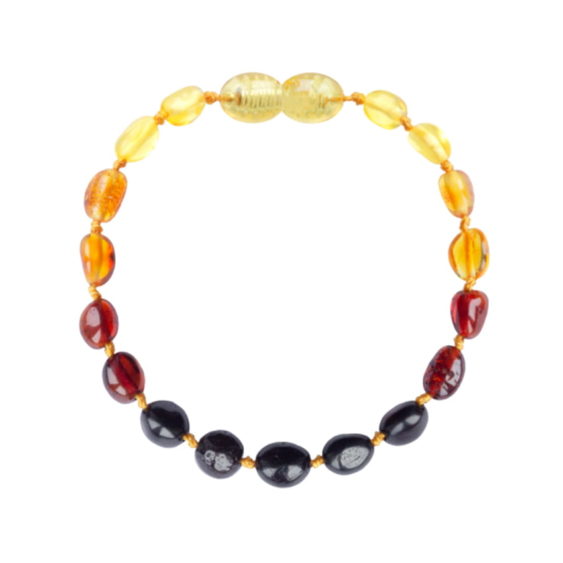 Amberos Barnsteen armband baby/peuter cognac - lapis lazuli