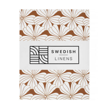 Swedish Linens Hoeslaken Flowers Cinnamon brown