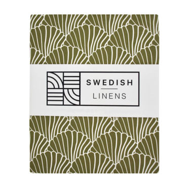 Swedish Linens Hoeslaken Seashells Olive green