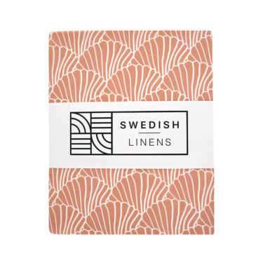 Swedish Linens Hoeslaken Wieg Seashells Terracotta pink