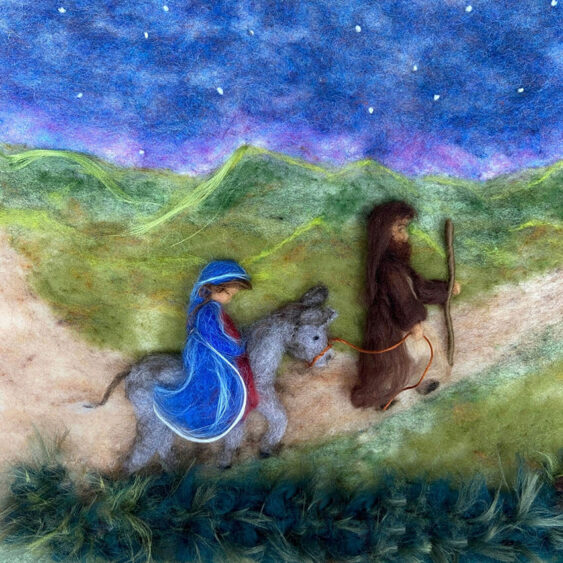 Het wol feetje Toverplaat Maria en Jozef onderweg
