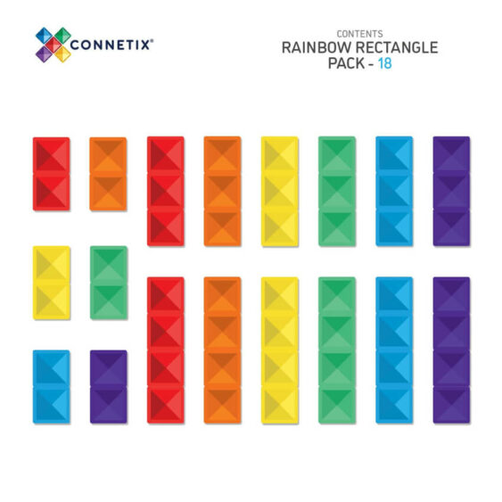 Connetix Tiles Regenboog rectangle pack - 18 delig