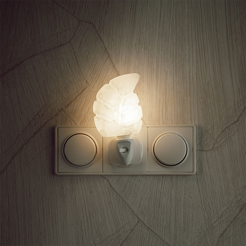 Baby Natura Himalayazout nachtlampje blad wit Baby Natura Himalayazout nachtlampje blad wit