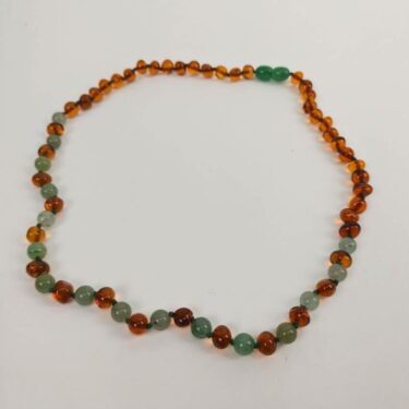 Amberos Barnsteen armband dames cherry – turkoois – jade