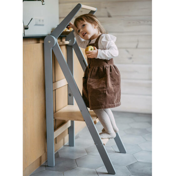 Baby Natura Houten opvouwbare leertoren - grijs