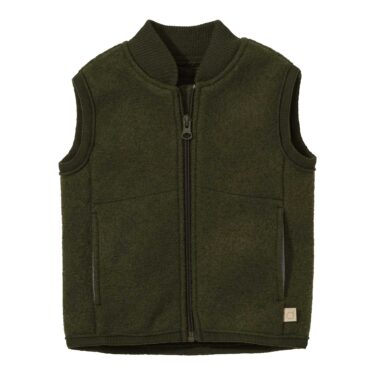 Disana Bodywarmer kind gekookte wol - Olijf