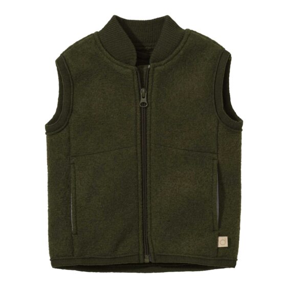 Disana Bodywarmer kind gekookte wol - Olijf