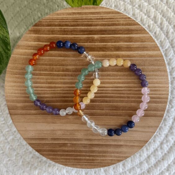 Baby Natura Chakra (7-kleuren) kogelarmband 6mm dames