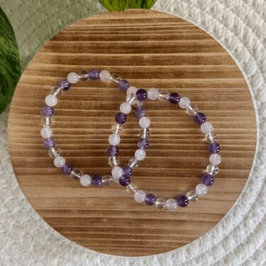 Baby Natura Rozekwarts kogelarmband 6mm dames