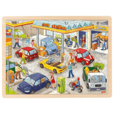Goki Houten Puzzel Tankstation