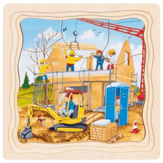 Goki Houten Puzzel Wij bouwen een huis 3-in-1