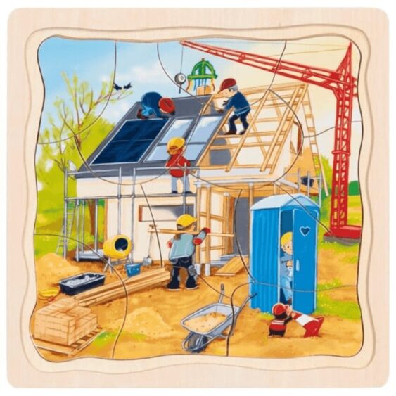 Goki Houten Puzzel Wij bouwen een huis 3-in-1