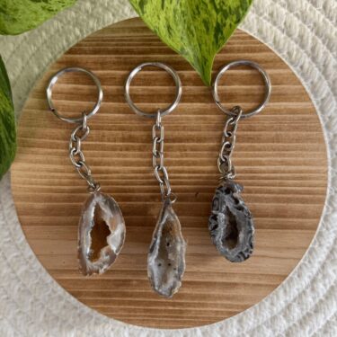 Baby Natura Agaat geode sleutelhanger
