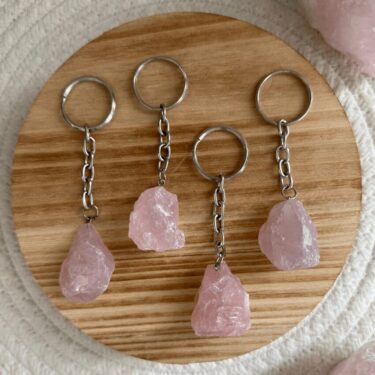 Baby Natura Rozekwarts brokje sleutelhanger