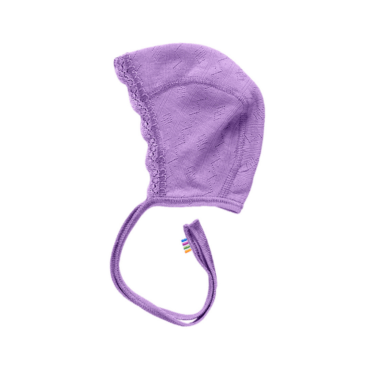 Joha Strikmutsje wol/zijde met kant - Paars Joha Strikmutsje wol/zijde met kant - Paars
